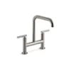 KOHLER Purist Vibrant Stainless Steel 2-Handle Deck Mount Bridge Kitchen Faucet