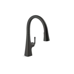 KOHLER Graze Matte Black Deck Mount Pull-Down Touchless Voice-Activated Kitchen Faucet