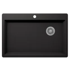Allen + Roth 33-in X 22-in Matte Black Single Bowl - Drop-In/Undermount 5 Holes Kitchen Sink
